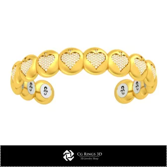 Brățară CAD 3D cu cărți de joc Acasă, Bijuterii CAD 3D, Brățări CAD 3D, Brățări cu diamante 3D, Brățări 3D, Brățară tip manșetă