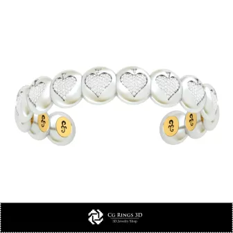 Brățară CAD 3D cu cărți de joc Acasă, Bijuterii CAD 3D, Brățări CAD 3D, Brățări cu diamante 3D, Brățări 3D, Brățară tip manșetă