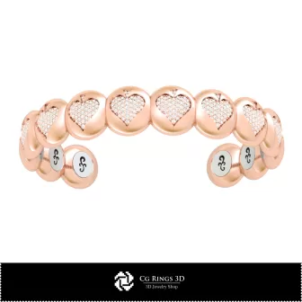 Bracciale 3D CAD con carte da gioco, Gioielleria 3D CAD, Bracciali 3D CAD, Bracciali con diamanti 3D, Bracciali 3D, Bracciale