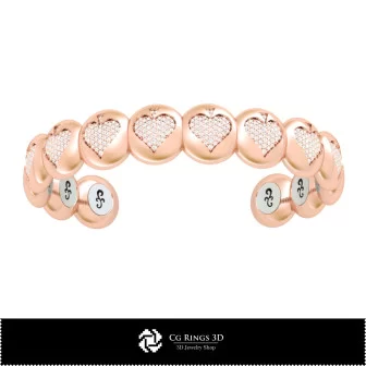 Bracelet CAO 3D avec cartes à jouer, Bijoux CAO 3D, Bracelets CAO 3D, Bracelets diamants 3D, Bracelets 3D, Manchette 3D