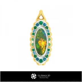3D  Pendant With Opal Home,  Jewelry 3D CAD, Pendants 3D CAD , 3D Diamond Pendants, 3D Opal Pendants