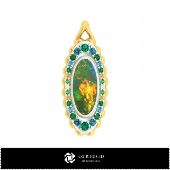 3D-Anhänger mit Opal, Schmuck-3D-CAD, Anhänger-3D-CAD, 3D-Diamantanhänger, 3D-Opalanhänger