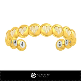 Pulsera 3D CAD con naipes para el hogar, Joyería 3D CAD, Pulseras 3D CAD, Pulseras 3D con diamantes, Pulseras 3D, Pulsera puño