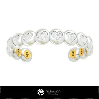 Pulsera 3D CAD con naipes para el hogar, Joyería 3D CAD, Pulseras 3D CAD, Pulseras 3D con diamantes, Pulseras 3D, Pulsera puño