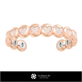 Brățară CAD 3D cu cărți de joc Home, bijuterii CAD 3D, brățări CAD 3D, brățări cu diamante 3D, brățări 3D, brățară tip manșetă