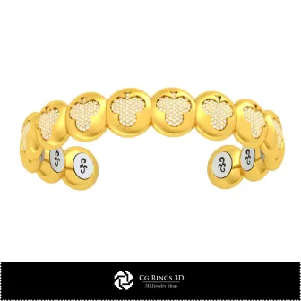 Brățară 3D CAD cu cărți de joc, Bijuterii 3D CAD, Brățări 3D CAD, Brățări cu diamante 3D, Brățări 3D, Brățară tip manșetă 3D CAD