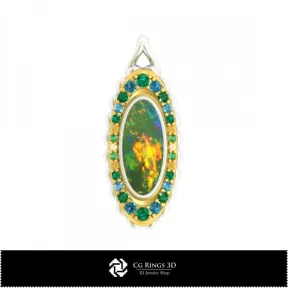 Pendentif 3D avec opale