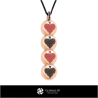 3D-CAD-Anhänger mit Spielkarten, Schmuck 3D-CAD, Anhänger 3D-CAD, 3D-Diamant-Anhänger, 3D-Kugel-Anhänger