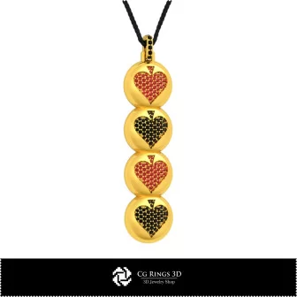 3D-CAD-Anhänger mit Spielkarten, Schmuck 3D-CAD, Anhänger 3D-CAD, 3D-Diamant-Anhänger, 3D-Kugel-Anhänger