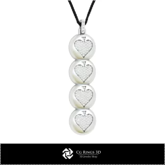 3D-CAD-Anhänger mit Spielkarten, Schmuck 3D-CAD, Anhänger 3D-CAD, 3D-Diamant-Anhänger, 3D-Kugel-Anhänger