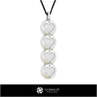 3D-CAD-Anhänger mit Spielkarten, Schmuck 3D-CAD, Anhänger 3D-CAD, 3D-Diamant-Anhänger, 3D-Kugel-Anhänger