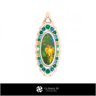 3D Pendant With Opal Home, Jewelry 3D CAD, Pendants 3D CAD , 3D Diamond Pendants, 3D Opal Pendants