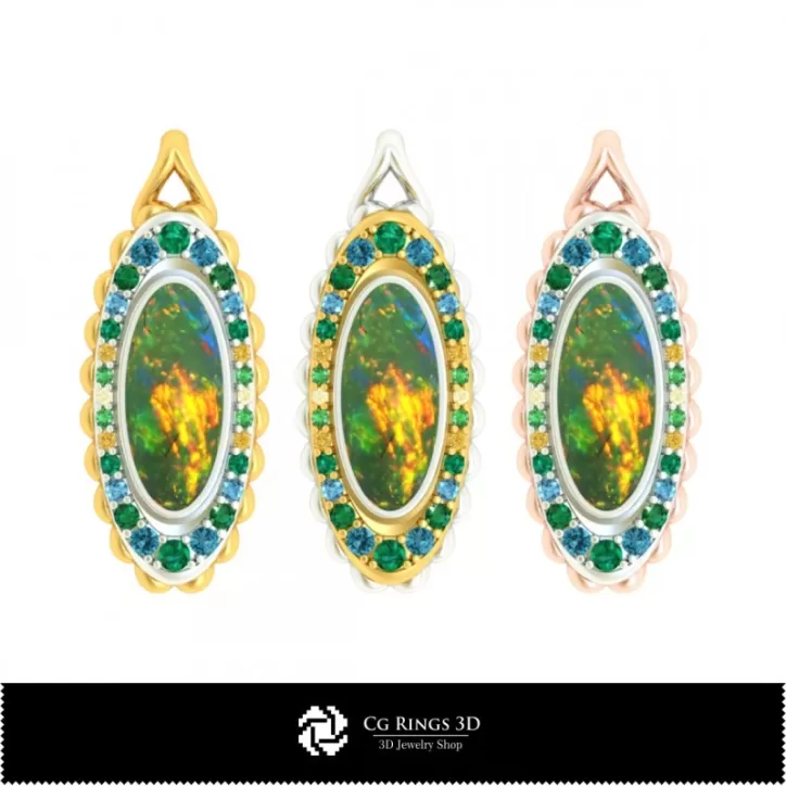 Pendentif 3D avec opale