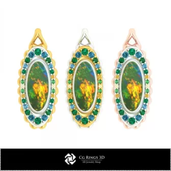 Pendentif 3D avec opale, Bijoux CAO 3D, Pendentifs CAO 3D, Pendentifs diamant 3D, Pendentifs opale 3D