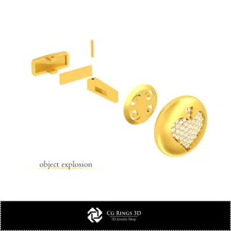 Gemelos CAD 3D con naipes para el hogar, Joyería CAD 3D, Gemelos CAD 3D, Gemelos con cierre trasero de ballena 3D