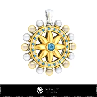 3D-Perlenanhänger mit Diamanten, Schmuck 3D-CAD, Anhänger 3D-CAD, 3D-Diamantanhänger, 3D-Perlenanhänger