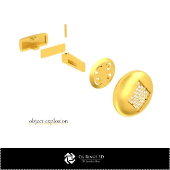 Gemelos en CAD 3D con naipes para el hogar, Joyería CAD 3D, Gemelos CAD 3D, Gemelos con cierre trasero de ballena en 3D