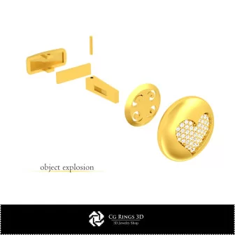 Gemelli in CAD 3D con carte da gioco Home, Gioielli CAD 3D, Gemelli CAD 3D, Gemelli con chiusura a calamita a forma di balena