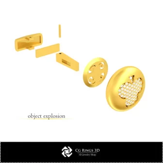 Gemelos CAD 3D con naipes para el hogar, Joyas CAD 3D, Gemelos CAD 3D, Gemelos con cierre posterior en forma de ballena 3D