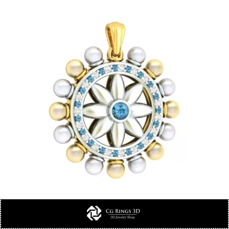 Colgante 3D de Perla con Diamantes