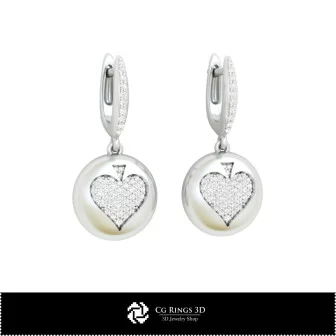 Boucles d'oreilles CAD 3D avec cartes à jouer, Bijoux CAD 3D, Boucles d'oreilles CAD 3D, Boucles d'oreilles diamants 3D,