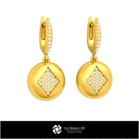 3D CAD Earrings with Playing Cards Home, Bijuterii 3D , Cercei 3D  CAD, Cercei cu Diamante 3D, Cercei Picatura 3D