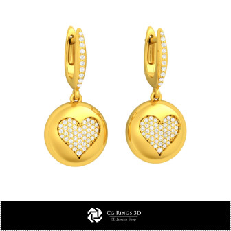 3D CAD Earrings with Playing Cards Home,  Jewelry 3D CAD, Earrings 3D CAD , 3D Diamond Earrings, 3D Drop Earrings