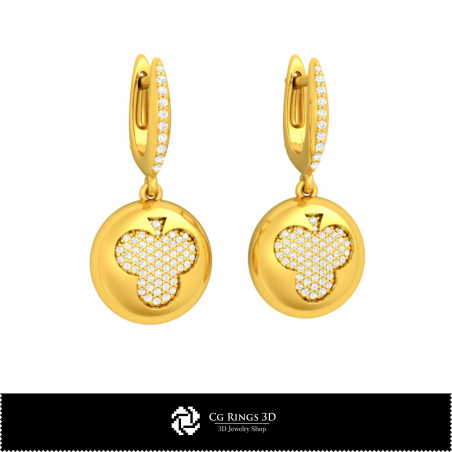 3D CAD Earrings with Playing Cards Home, Bijuterii 3D , Cercei 3D  CAD, Cercei cu Diamante 3D, Cercei Picatura 3D