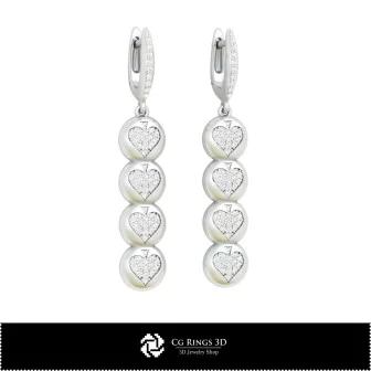 Boucles d'oreilles CAO 3D avec cartes à jouer, Bijoux CAO 3D, Boucles d'oreilles CAO 3D, Boucles d'oreilles diamants 3D,