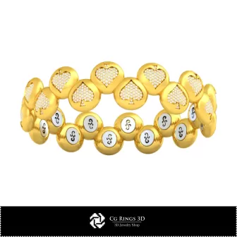 Bracelet 3D CAO motif cartes à jouer, Bijoux 3D CAO, Bracelets 3D CAO, Bracelets diamants 3D, Bracelets 3D, Bracelet manchette