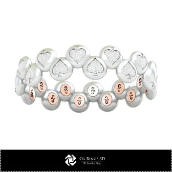 3D-CAD-Armband mit Spielkarten, Schmuck 3D-CAD, Armbänder 3D-CAD, 3D-Diamantarmbänder, 3D-Armbänder, 3D-Manschettenarmband