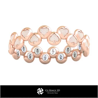 Pulsera CAD 3D con Cartas de Juego, Joyería CAD 3D, Pulseras CAD 3D, Pulseras con Diamantes 3D, Pulseras 3D, Pulsera Brazalete