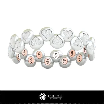 3D-CAD-Armband mit Spielkarten, Schmuck 3D-CAD, Armbänder 3D-CAD, 3D-Diamantarmbänder, 3D-Armbänder, 3D-Cuff-Armband