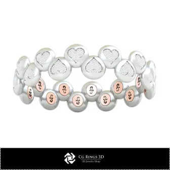 Pulsera CAD 3D con Naipes para el Hogar, Joyería CAD 3D, Pulseras CAD 3D, Pulseras con Diamantes 3D, Pulseras 3D, Pulsera