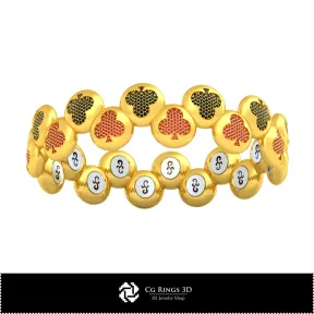 Bracciale CAD 3D con carte da gioco, Gioielli CAD 3D, Bracciali CAD 3D, Bracciali con diamanti 3D, Bracciali 3D, Bracciale