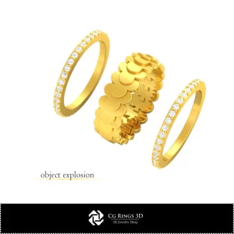 Bagues de mariage 3D CAD avec cartes à jouer, Bijoux 3D CAD, Bagues 3D CAD, Alliances 3D, Anneaux éternité 3D