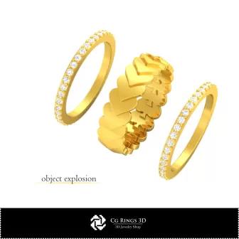 Anelli da Sposa 3D CAD con Carte da Gioco, Gioielli 3D CAD, Anelli 3D CAD, Fedi Nuziali 3D, Fedine Eternity 3D