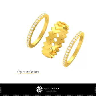 3D-CAD-Trauringe mit Spielkarten, Schmuck 3D-CAD, Ringe 3D-CAD, Eheringe 3D, Eternity-Bänder 3D