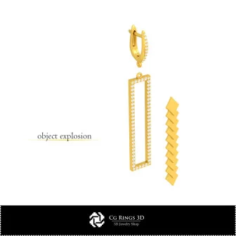 Pendientes CAD 3D con Naipes para el Hogar, Joyería CAD 3D, Pendientes CAD 3D, Pendientes con Diamantes 3D, Pendientes