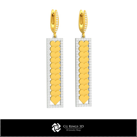 3D CAD Earrings with Playing Cards Home, Bijuterii 3D , Cercei 3D  CAD, Cercei cu Diamante 3D, Cercei Picatura 3D