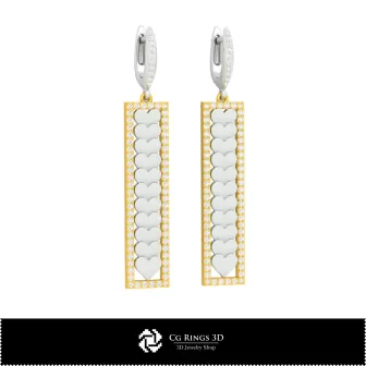 Orecchini CAD 3D con Carte da Gioco, Gioielli CAD 3D, Orecchini CAD 3D, Orecchini con Diamanti 3D, Orecchini Pendenti 3D