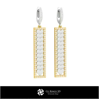 Pendientes CAD 3D con Naipes para el Hogar, Joyería CAD 3D, Pendientes CAD 3D, Pendientes 3D con Diamantes, Pendientes