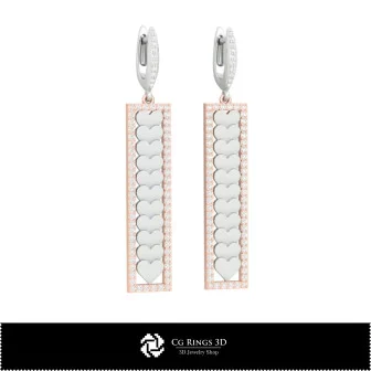 3D-CAD-Ohrringe mit Spielkarten zu Hause, Schmuck 3D-CAD, Ohrringe 3D-CAD, 3D-Diamantohrringe, 3D-Tropfenohrringe