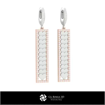 Orecchini CAD 3D con Carte da Gioco, Gioielli CAD 3D, Orecchini CAD 3D, Orecchini con Diamanti 3D, Orecchini Pendenti 3D