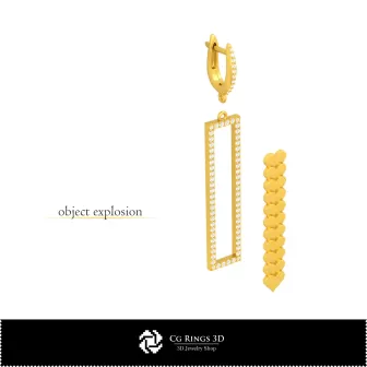 Boucles d'oreilles CAO 3D avec cartes à jouer, Bijoux CAO 3D, Boucles d'oreilles CAO 3D, Boucles d'oreilles diamant 3D, Boucles