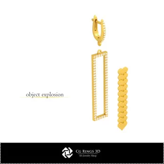 Pendientes CAD 3D con Naipes para el Hogar, Joyería CAD 3D, Pendientes CAD 3D, Pendientes 3D con Diamantes, Pendientes