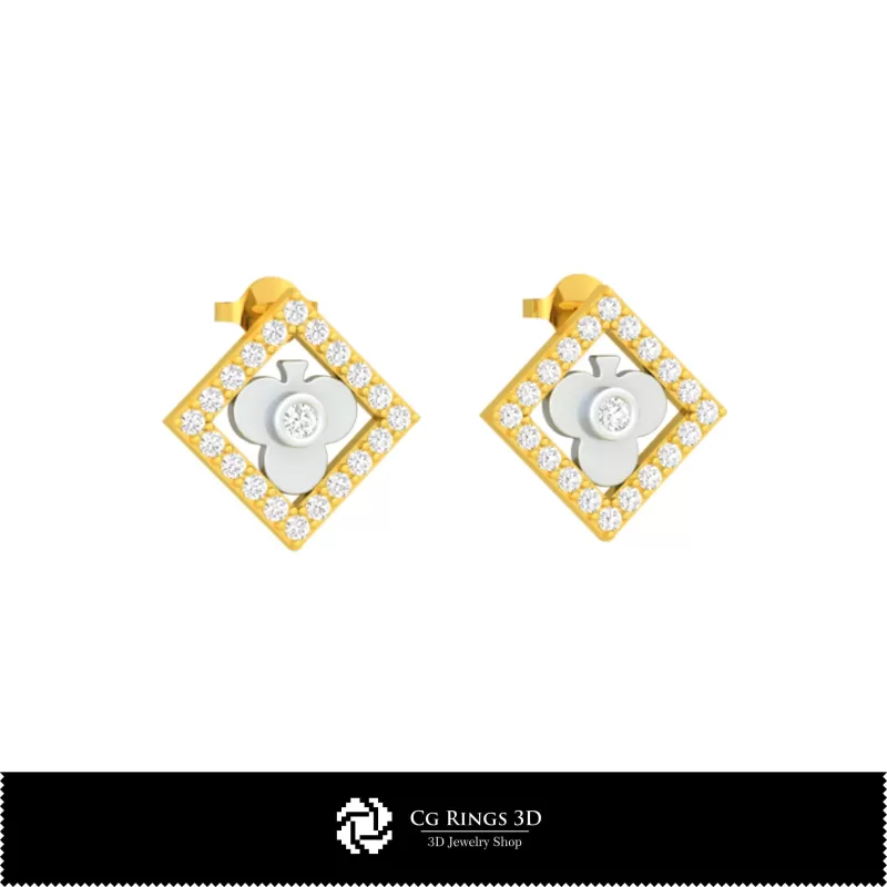 Boucles d'oreilles enfant 3D CAO avec cartes à jouer Boucles d'oreilles enfant 3D CAO avec cartes à jouer