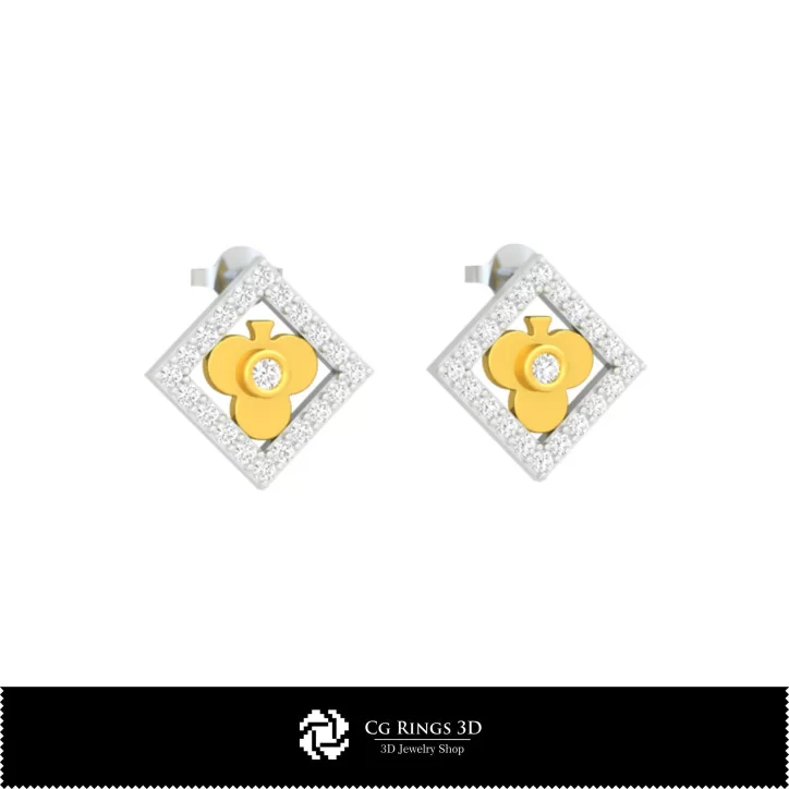 3D CAD Children Earrings with Playing Cards