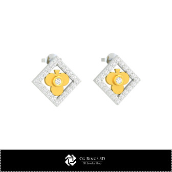 3D CAD Children Earrings with Playing Cards Home, Bijuterii 3D , Cercei 3D  CAD, Cercei cu Stifturi 3D, Cercei Copii 3D