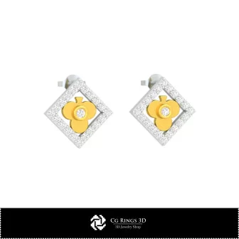 3D CAD Children Earrings with Playing Cards Home, Jewelry 3D CAD, Earrings 3D CAD , 3D Studs Earrings, 3D Children Earrings